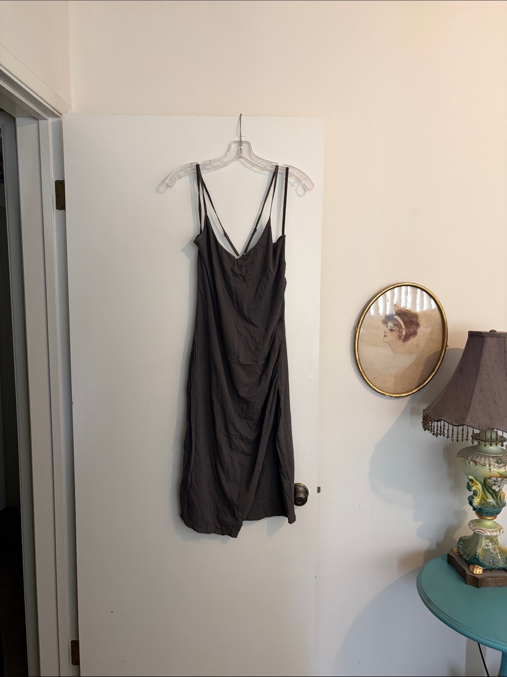James Perse Sage Strapless Slip Dress with Double Spaghetti Straps